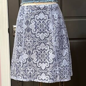 Lace A-Line Skirt in Light Blue
